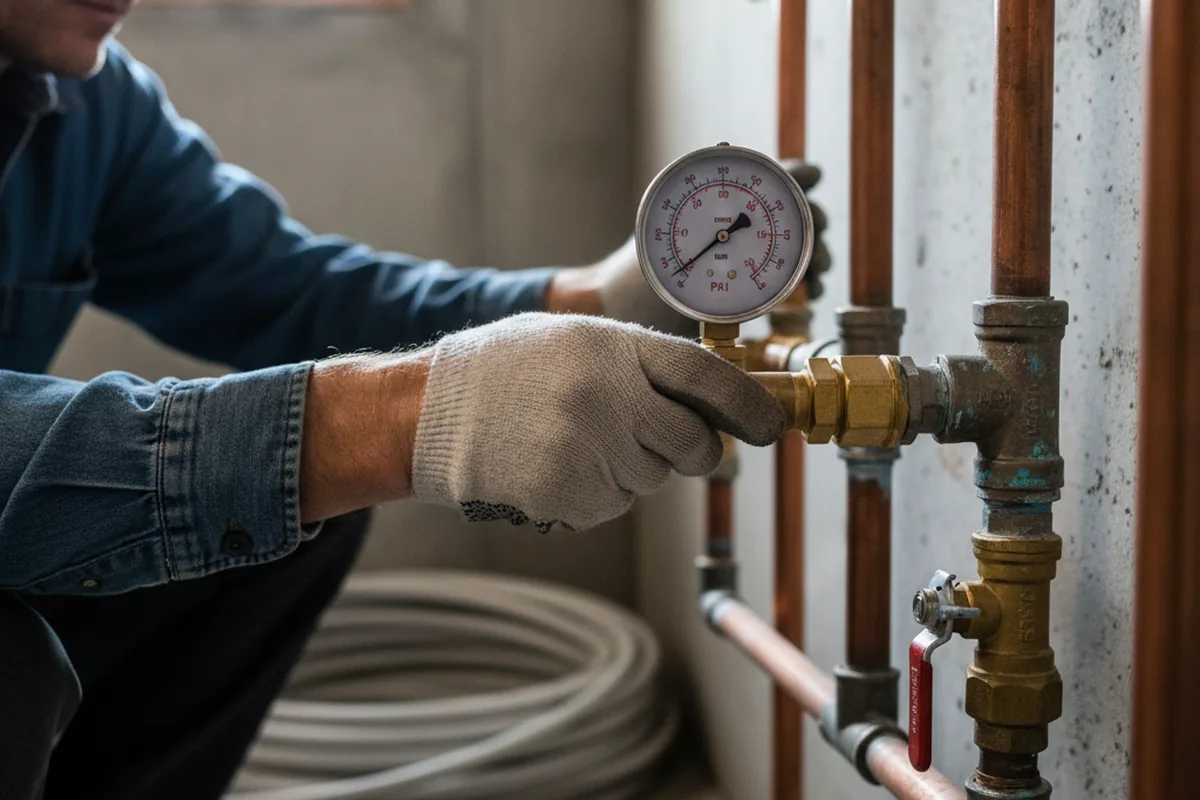Pressure testing a repaired line during Water Line Repair in Sterrett